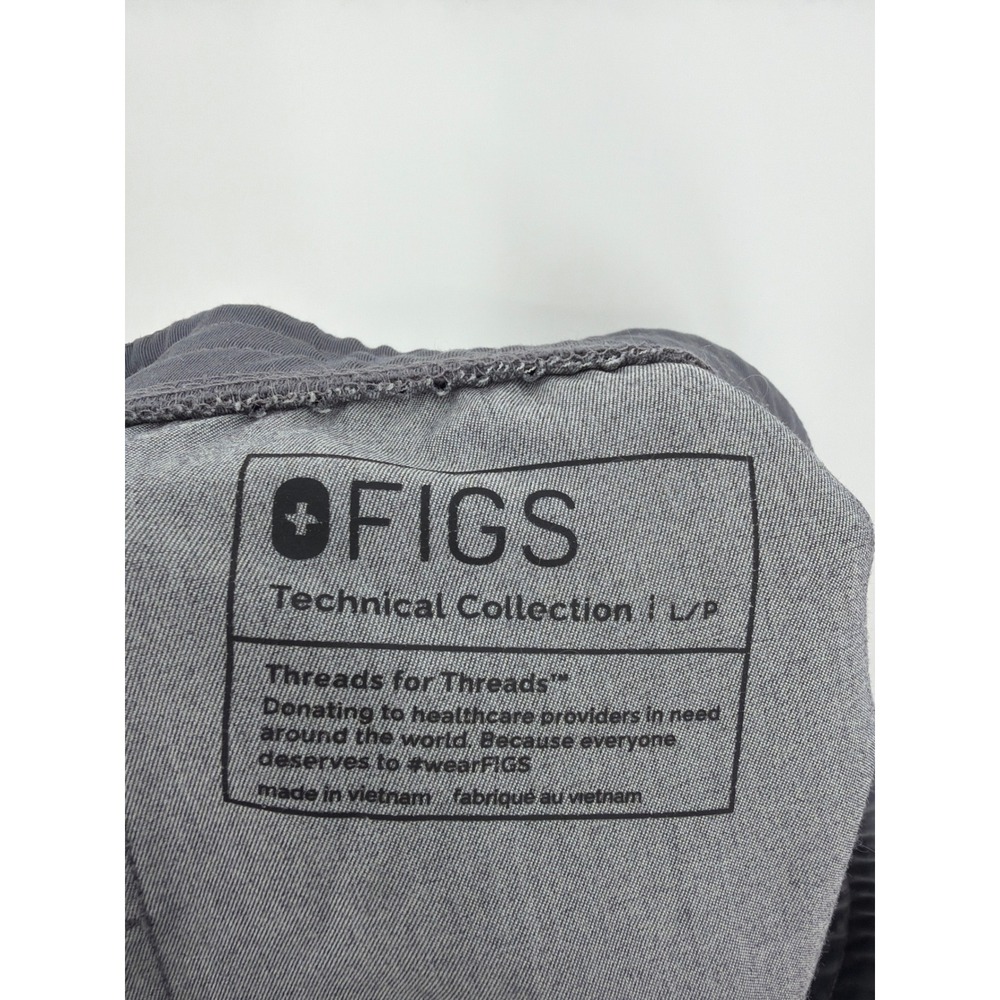 FIGS Technical Collection Heather Charcoal Grey‎ Jogger Pants Teal Drawstring LP - Picture 6 of 8